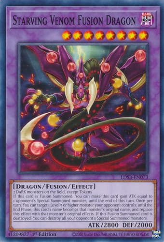 Starving Venom Fusion Dragon - LDS3-EN073 Common 1st Edition