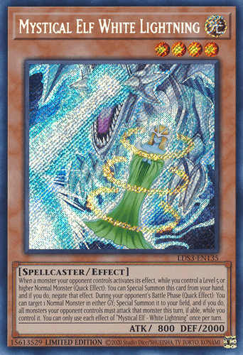 Mystical Elf - White Lightning - LDS3-EN135 Secret Rare 1st Edition