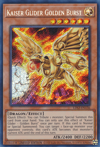 Kaiser Glider - Golden Burst - LDS3-EN136 Secret Rare 1st Edition