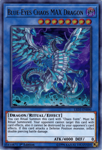 Blue-Eyes Chaos MAX Dragon - LED3-EN000 Ultra Rare 1st Edition