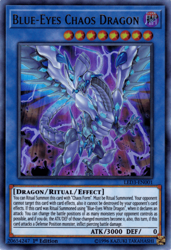 Blue-Eyes Chaos Dragon - LED3-EN001 Ultra Rare 1st Edition