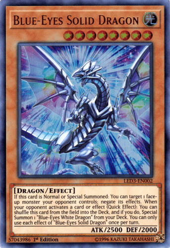 Blue-Eyes Solid Dragon - LED3-EN002 Ultra Rare 1st Edition