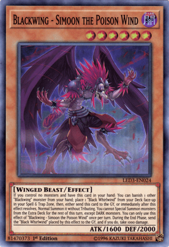 Blackwing - Simoon the Poison Wind - LED3-EN024 Super Rare 1st Edition