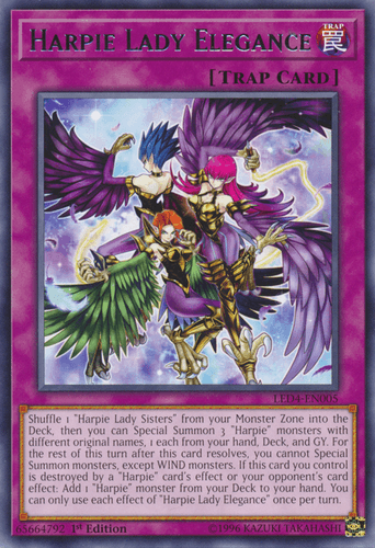 Harpie Lady Elegance - LED4-EN005 Rare 1st Edition