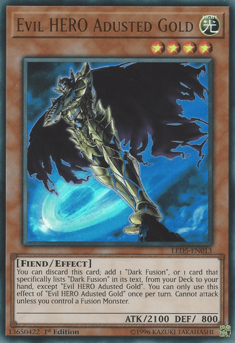 Evil HERO Adusted Gold - LED5-EN013 Ultra Rare 1st Edition