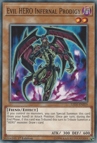 Evil HERO Infernal Prodigy - LED5-EN019 Common 1st Edition