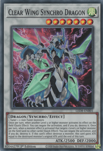 Clear Wing Synchro Dragon - LED8-EN001 Super Rare 1st Edition