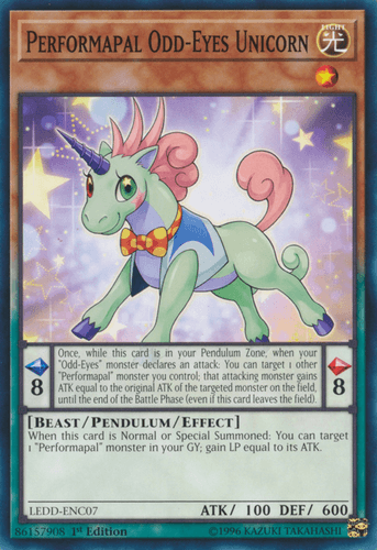 Performapal Odd-Eyes Unicorn - LEDD-ENC07 Common 1st Edition