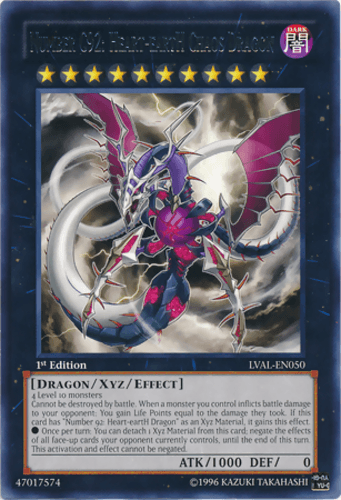 Number C92: Heart-eartH Chaos Dragon - LVAL-EN050 Rare 1st Edition