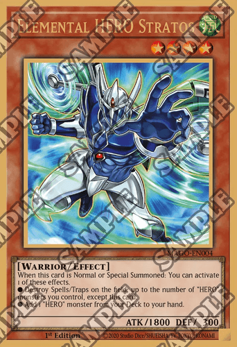 Elemental HERO Stratos - MAGO-EN004 Premium Gold Rare 1st Edition