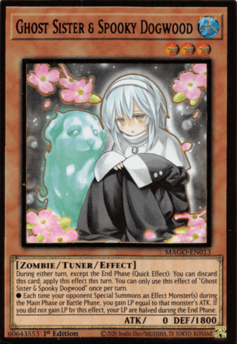 Ghost Sister & Spooky Dogwood - MAGO-EN013 Premium Gold Rare 1st Edition