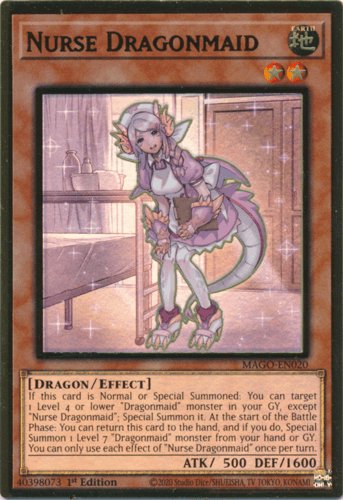 Nurse Dragonmaid - MAGO-EN020 Premium Gold Rare 1st Edition