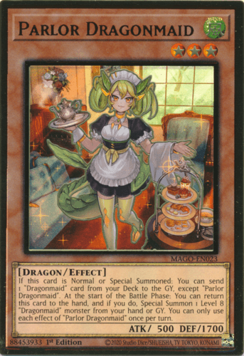 Parlor Dragonmaid - MAGO-EN023 Premium Gold Rare 1st Edition