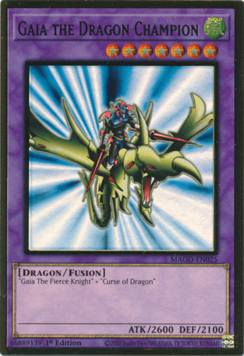 Gaia the Dragon Champion - MAGO-EN025 Premium Gold Rare 1st Edition