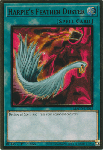 Harpie's Feather Duster - MAGO-EN042 Premium Gold Rare 1st Edition