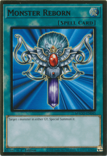 Monster Reborn - MAGO-EN045 Premium Gold Rare 1st Edition