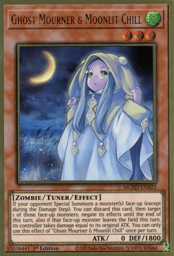Ghost Mourner & Moonlit Chill - MGED-EN023 Premium Gold Rare 1st Edition