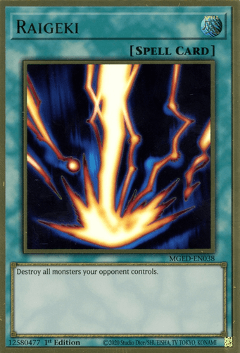Raigeki - MGED-EN038 Premium Gold Rare 1st Edition