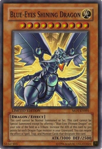 Blue-Eyes Shining Dragon - MOV-EN001 Super Rare Limited Edition