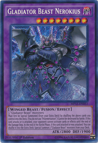 Gladiator Beast Nerokius - MP15-EN051 Secret Rare 1st Edition