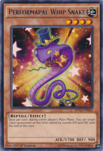 Performapal Whip Snake - MP15-EN062 Rare 1st Edition