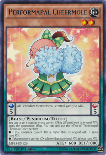 Performapal Cheermole - MP15-EN126 Rare 1st Edition