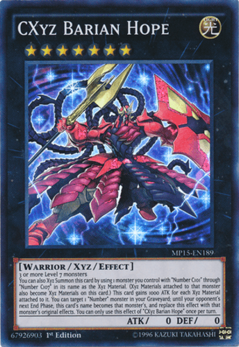 CXyz Barian Hope - MP15-EN189 Super Rare 1st Edition