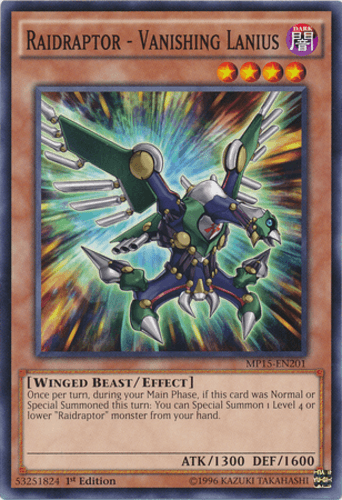 Raidraptor - Vanishing Lanius - MP15-EN201 Common 1st Edition