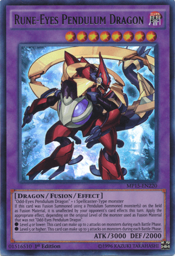 Rune-Eyes Pendulum Dragon - MP15-EN220 Ultra Rare 1st Edition