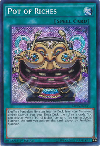 Pot of Riches - MP15-EN233 Secret Rare 1st Edition