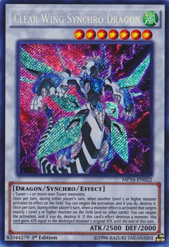 Clear Wing Synchro Dragon - MP16-EN022 Secret Rare Unlimited