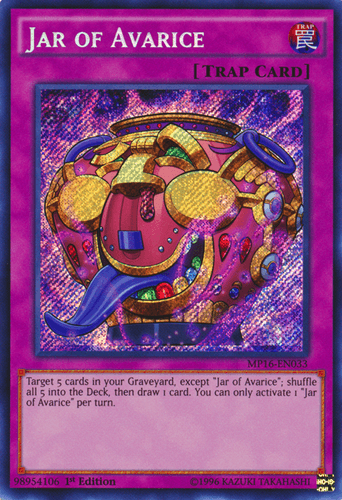 Jar of Avarice - MP16-EN033 Secret Rare 1st Edition