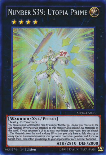 Number S39: Utopia Prime - MP16-EN043 Super Rare Unlimited