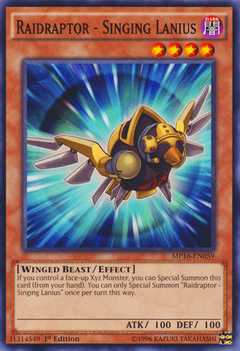 Raidraptor - Singing Lanius - MP16-EN059 Common 1st Edition