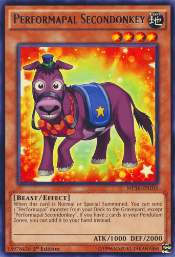 Performapal Secondonkey - MP16-EN105 Rare Unlimited