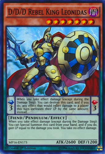 D/D/D Rebel King Leonidas - MP16-EN173 Super Rare 1st Edition