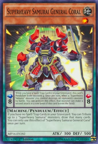 Superheavy Samurai General Coral - MP16-EN182 Common 1st Edition