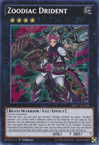 Zoodiac Drident - MP17-EN208 Secret Rare 1st Edition
