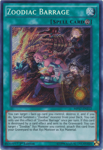 Zoodiac Barrage - MP17-EN212 Secret Rare 1st Edition