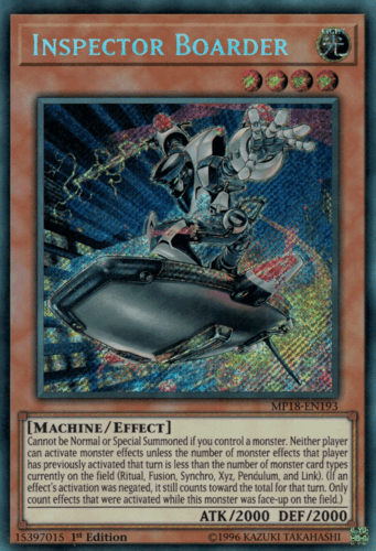 Inspector Boarder - MP18-EN193 Secret Rare 1st Edition