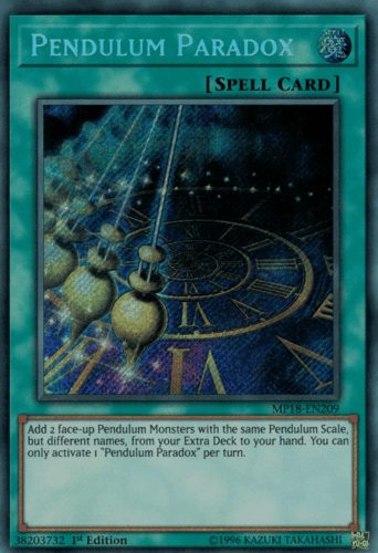 Pendulum Paradox - MP18-EN209 Secret Rare 1st Edition