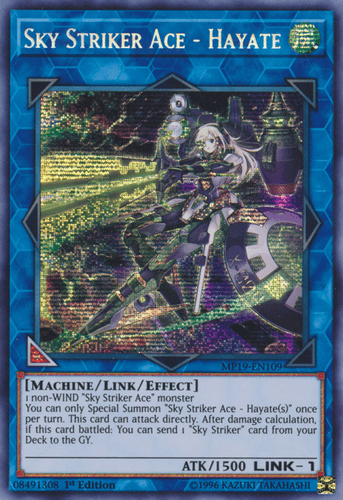 Sky Striker Ace - Hayate - MP19-EN109 Prismatic Secret Rare 1st Edition