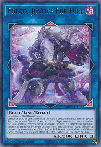 Folgo, Justice Fur Hire - MP19-EN190 Rare 1st Edition