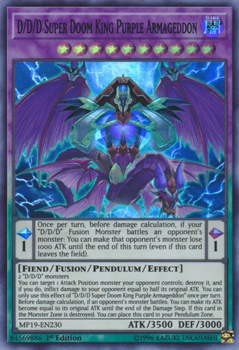 D/D/D Super Doom King Purple Armageddon - MP19-EN230 Super Rare Unlimited