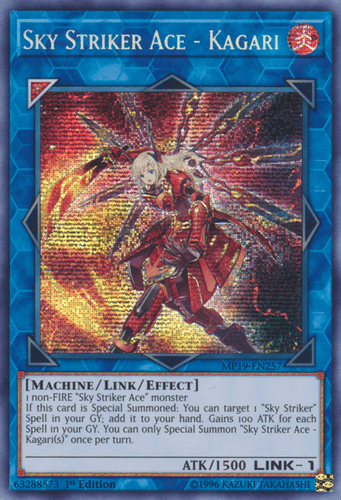 Sky Striker Ace - Kagari - MP19-EN257 Prismatic Secret Rare 1st Edition