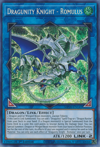Dragunity Knight - Romulus - MP20-EN145 Prismatic Secret Rare 1st Edition