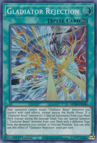 Gladiator Rejection - MP20-EN186 Super Rare 1st Edition