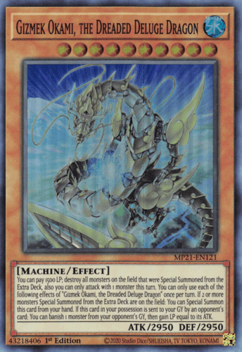 Gizmek Okami, the Dreaded Deluge Dragon - MP21-EN121 Super Rare 1st Edition