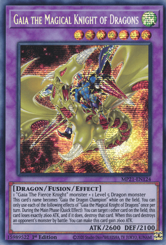 Gaia the Magical Knight of Dragons - MP21-EN124 Prismatic Secret Rare 1st Edition