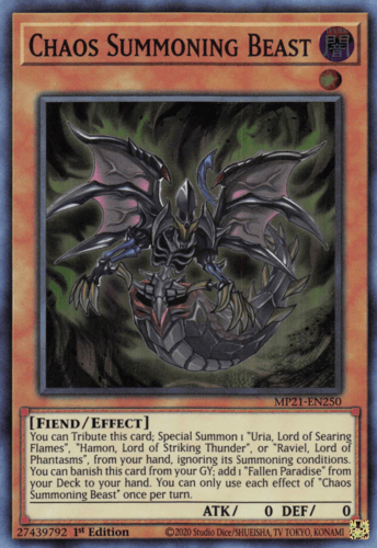Chaos Summoning Beast - MP21-EN250 Super Rare 1st Edition